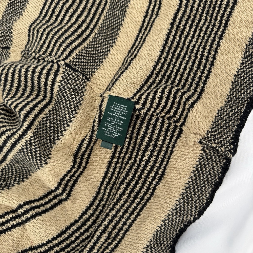 Lauren Ralph Lauren Sz L Linen/Cotton Striped Knit Long Cardigan‎ Fringe Western - Picture 6 of 9